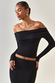 Oh Polly Tops Kesia 11652 top épaule dénudée noir modal