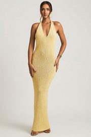 Oh Polly Mirri 14471 robe longue jaune bouclé licou