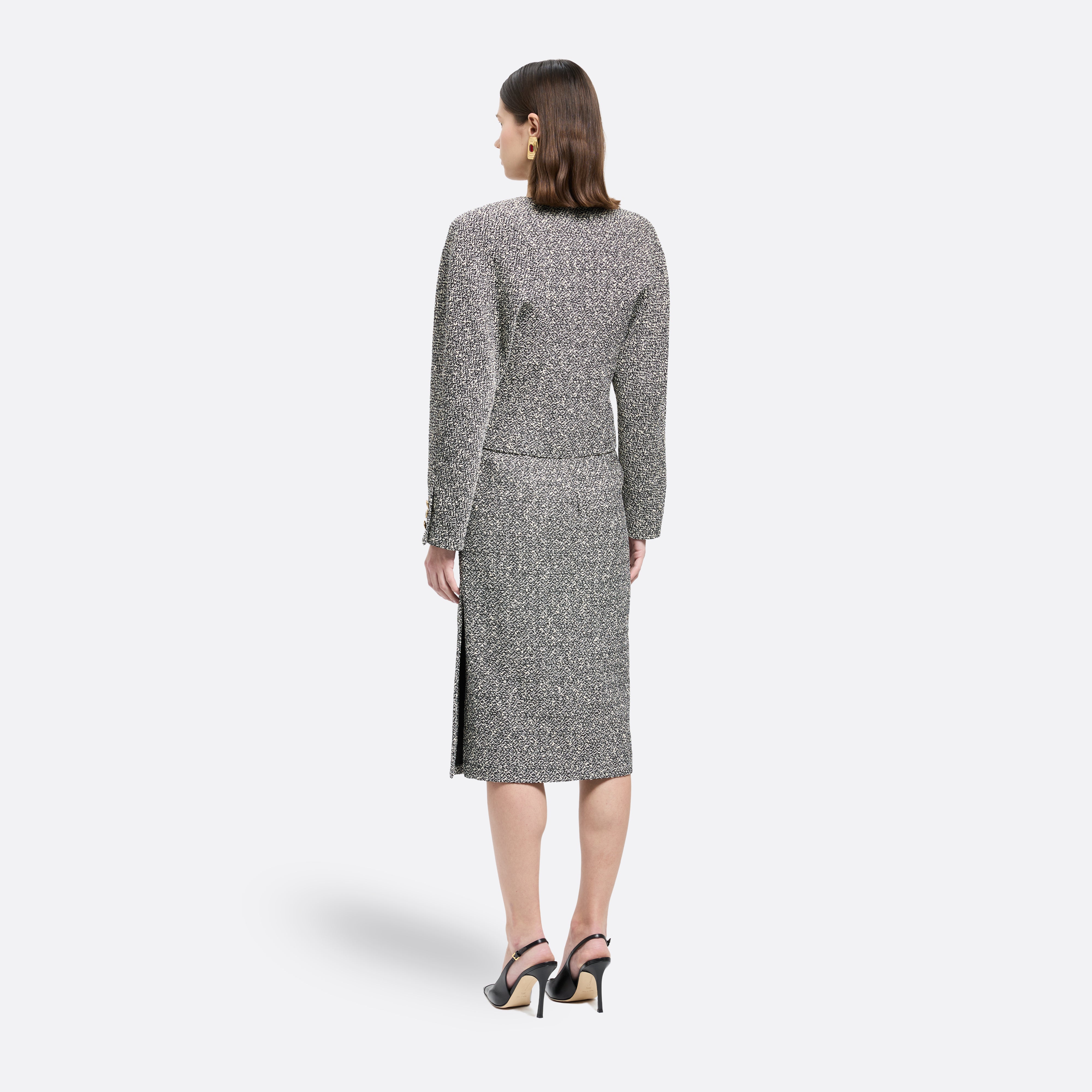 Alessandra Rich Veste tweed sequins blanc noir 36