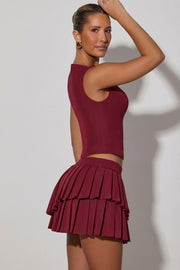 Oh Polly Nada mini jupe plissée rouge bordeaux taille basse