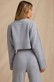 Oh Polly Knitwear pull court bleu clair maille côtelée