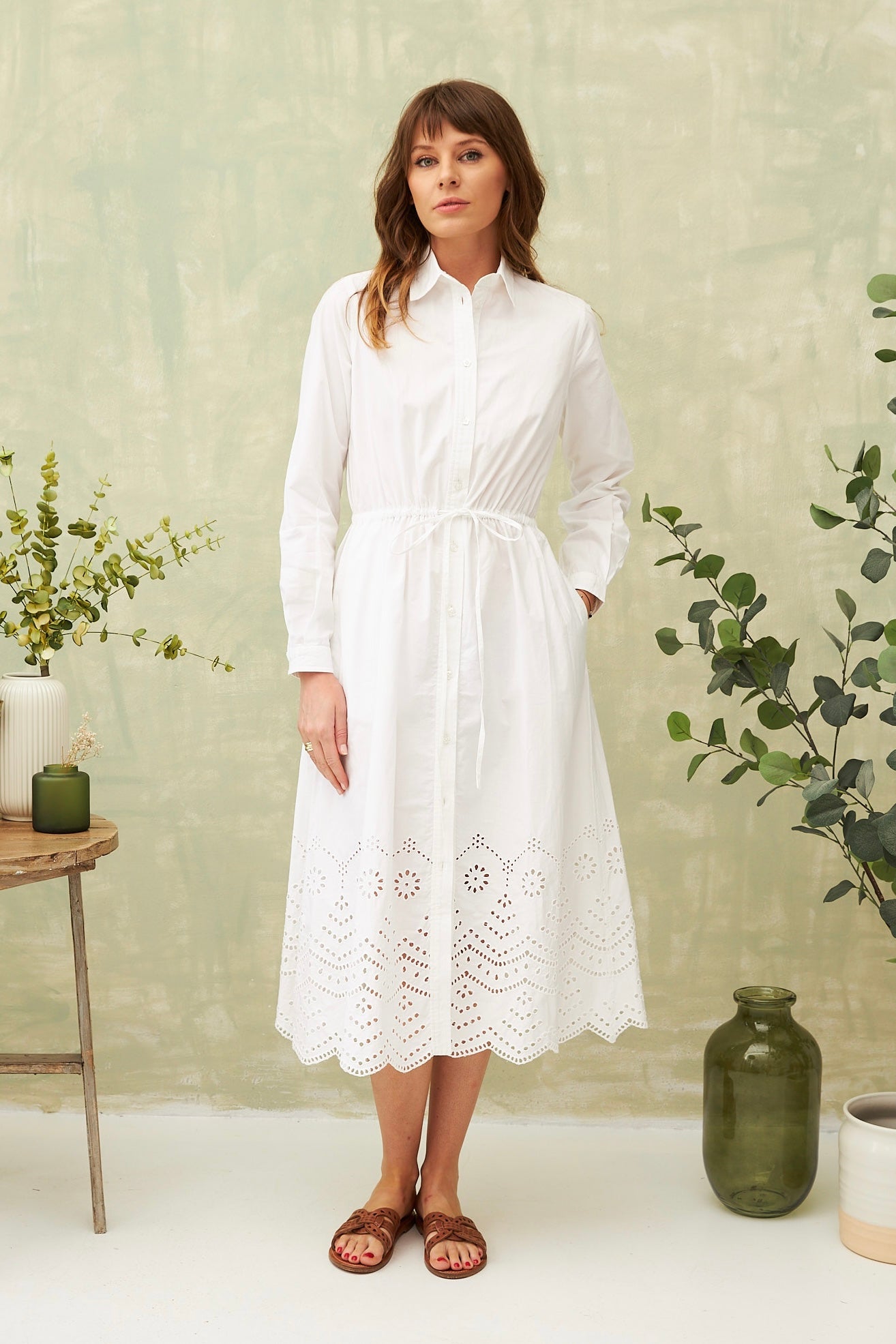 Chicosoleil Sophia robe longue blanche broderie coton