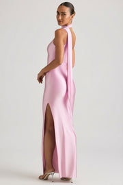Oh Polly Sheril 13767 robe longue satin rose asymétrique