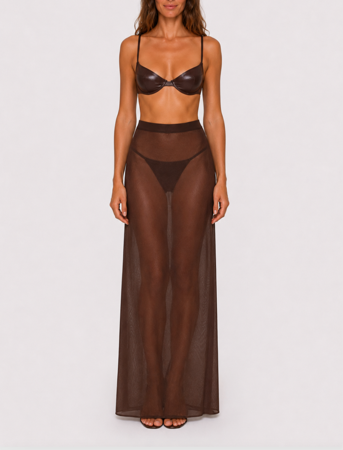 The Ethiquette Jupes Elena Jupe Marron Mousseline 34-46
