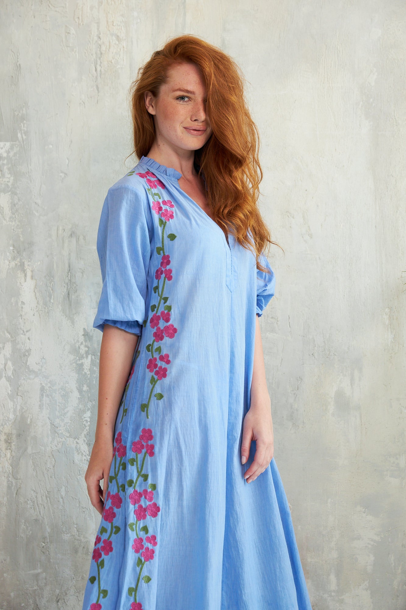 Chicosoleil Robes Kalinda robe longue bleue coton