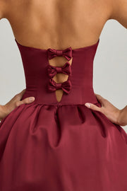 Oh Polly Gloriana Robe bustier satin convertible rouge vin