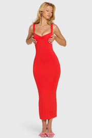 Oh Polly Lorie robe midaxi cerise modal dentelle