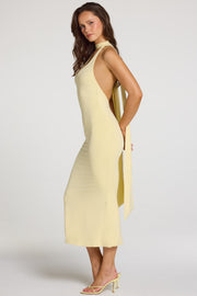 Oh Polly Giselle 16097 robe licou jaune pastel midaxi
