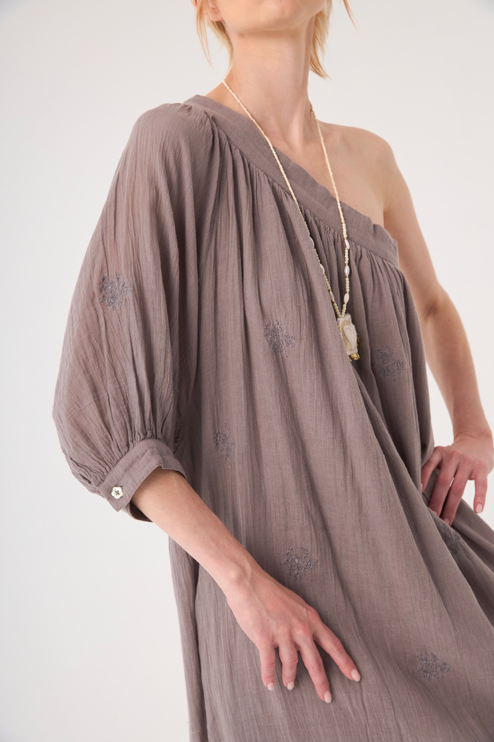 Chicosoleil Robes Nahla robe gris stoneware coton