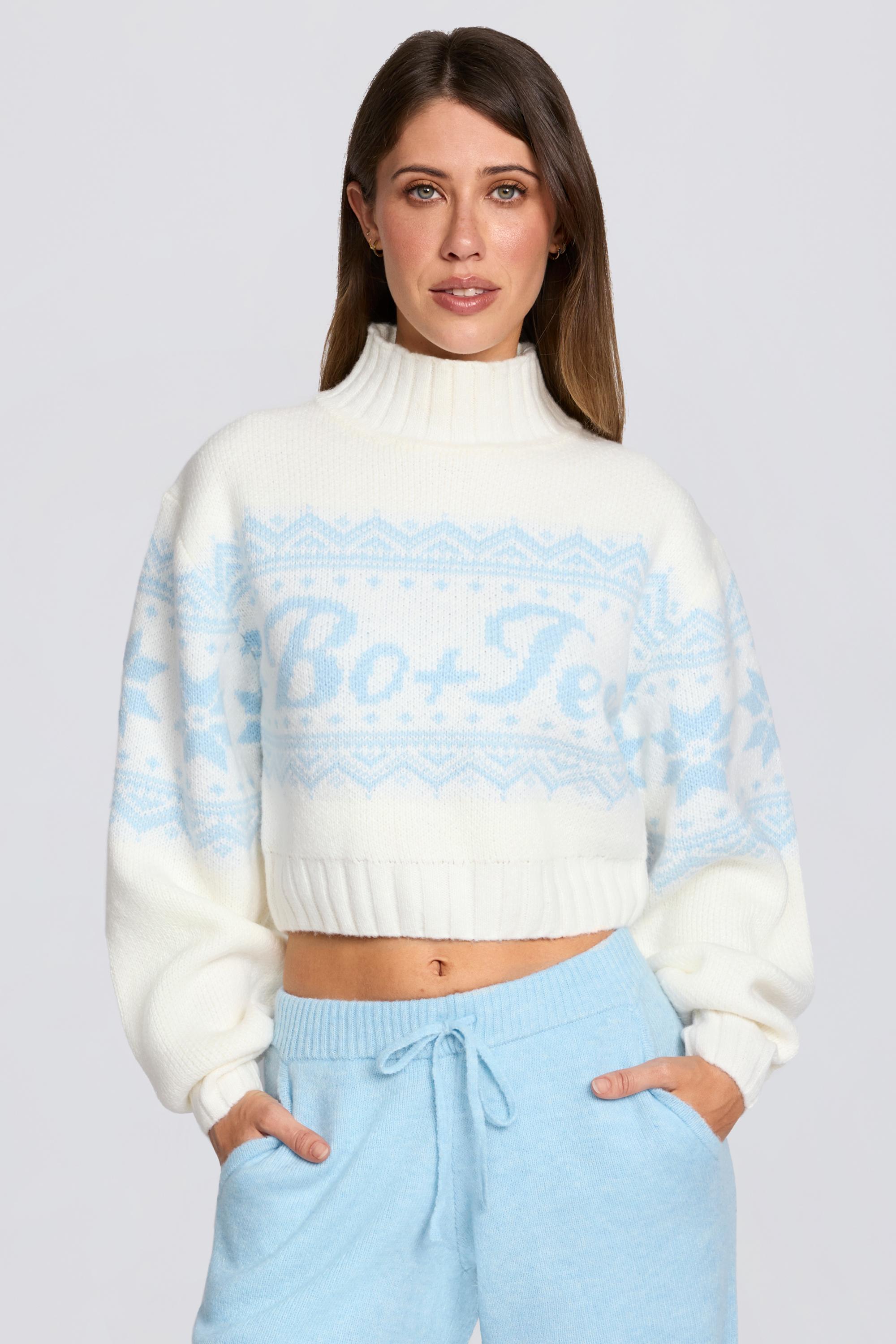 Oh Polly Knitwear BT1963 pull cropped ivoire jacquard laine