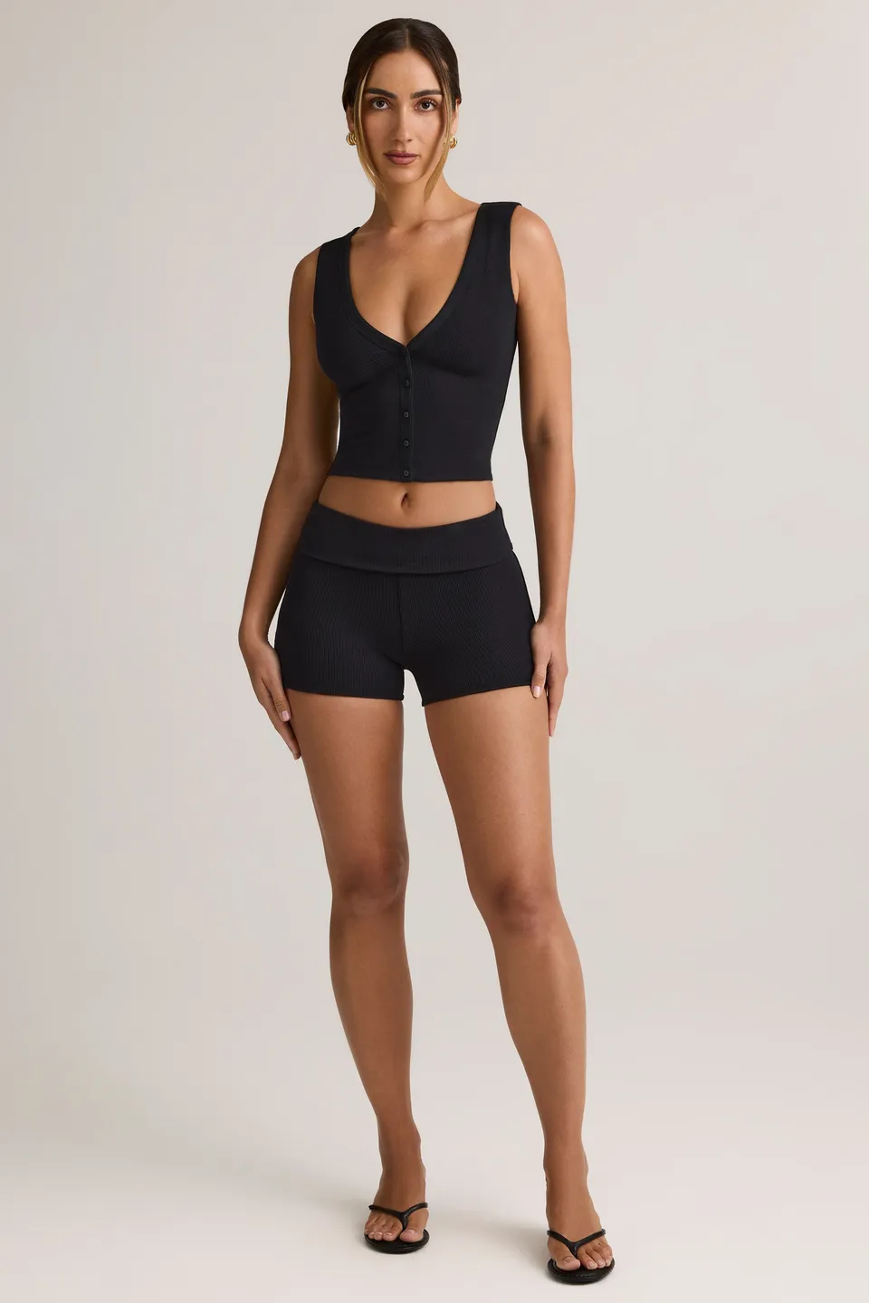 Oh Polly Leif 8687 short côtelé modal noir