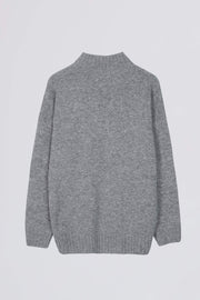 Oh Polly Pull Oversize Gris Col Roulé Maille Douce