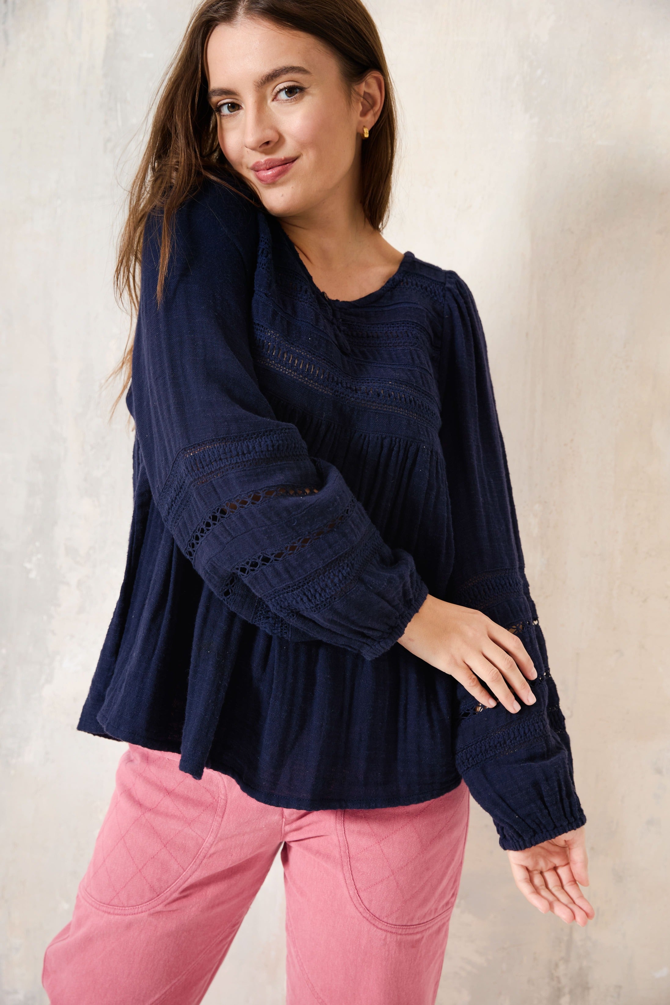 Chicosoleil Soni chemise bleu navy gaze coton