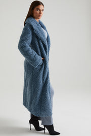 Oh Polly Alaska manteau long bleu fausse fourrure