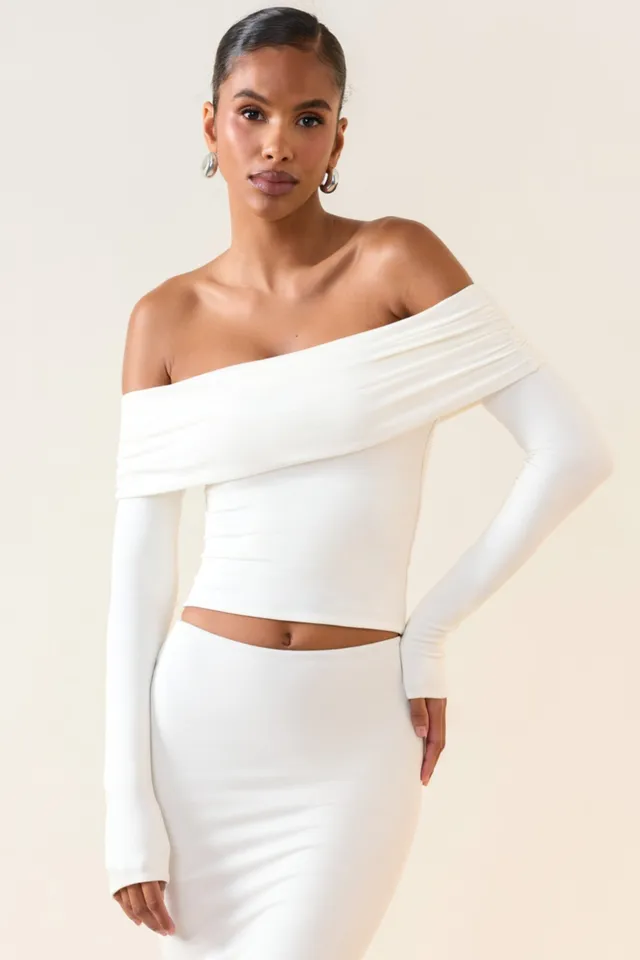 Oh Polly Tops Kesia 11652 top blanc modal épaules nues