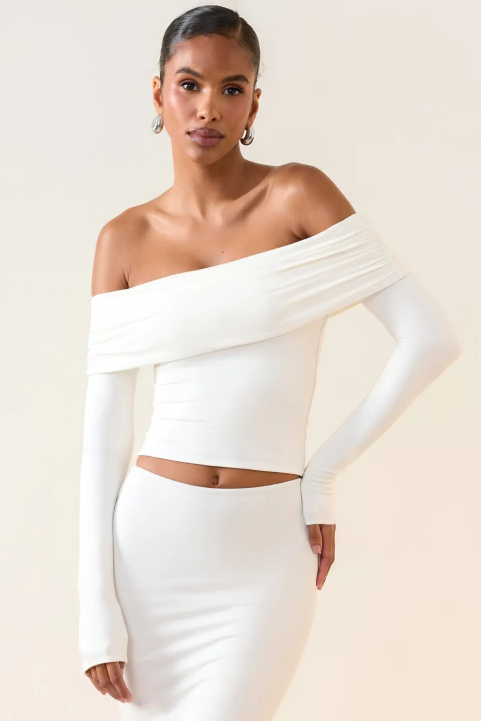 Oh Polly Tops Kesia 11652 top blanc modal épaules nues