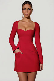 Oh Polly Dresses Corinne 13451 robe mini trapèze rouge poches