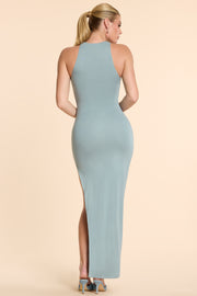 Oh Polly Dresses 7584 robe longue bleu pierre modal