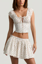 Oh Polly Faela haut corset rose print coton crop