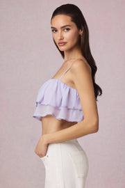 Oh Polly Lacie caraco cropped lilas à volants