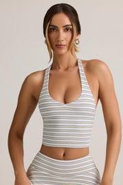 Oh Polly Kori Tank Top Rayé Bleu Jaune - Top Halter Modal