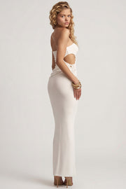 Oh Polly Skirts jupe maxi blanche jersey taille basse