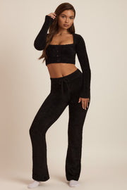Oh Polly Safia pantalon large noir maille douce