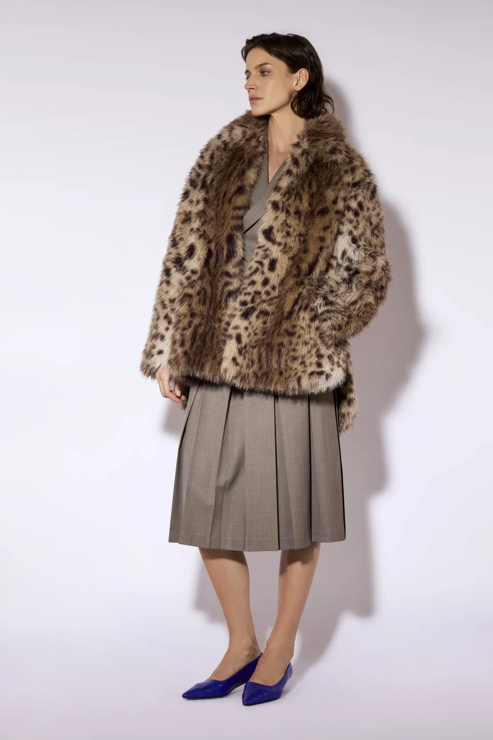 Liviana Conti Micheal Manteau Fausse Fourrure Lynx Col Revers