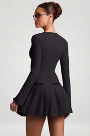 Oh Polly Fiorella robe mini plissée black manches longues