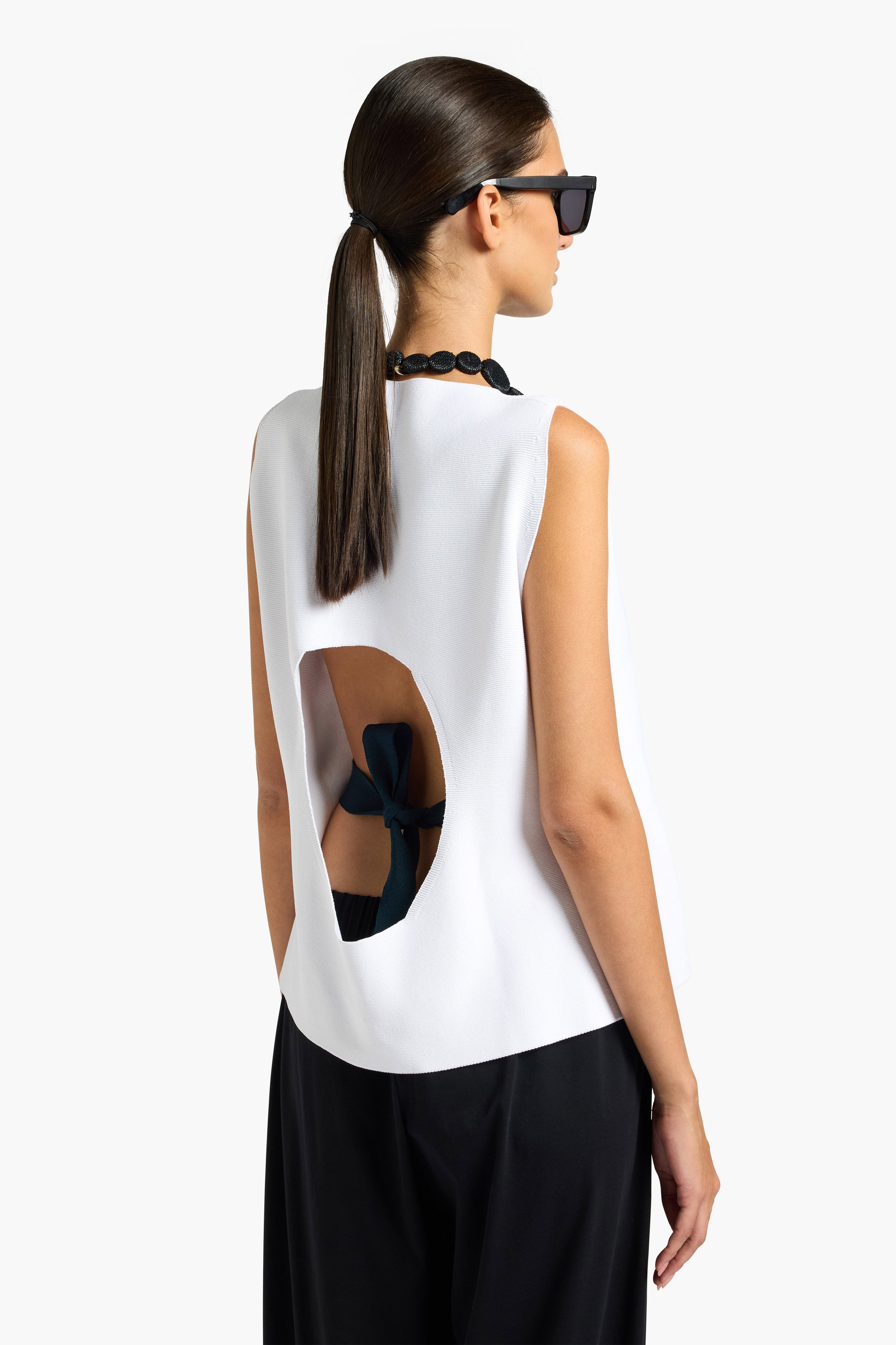 Liviana Conti Zelda top viscose blanc taille M col bateau