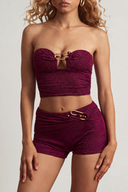Oh Polly Teagan Short Violet Berry Taille Mi-Haute Jersey