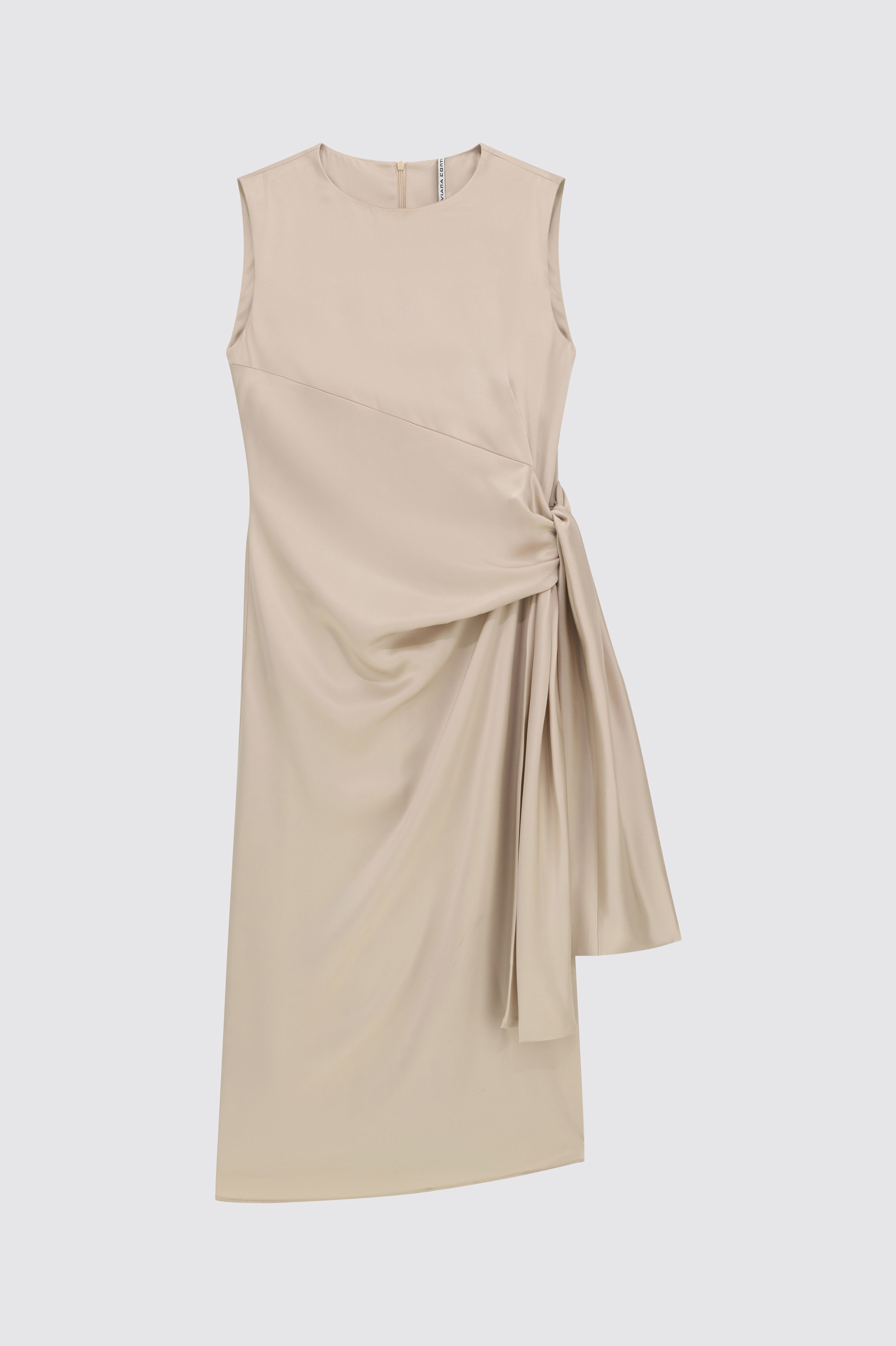 Liviana Conti Annabelle robe midi satin alabastro sans manches