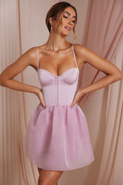 Oh Polly Floriane robe mini rose poudré corset tulle