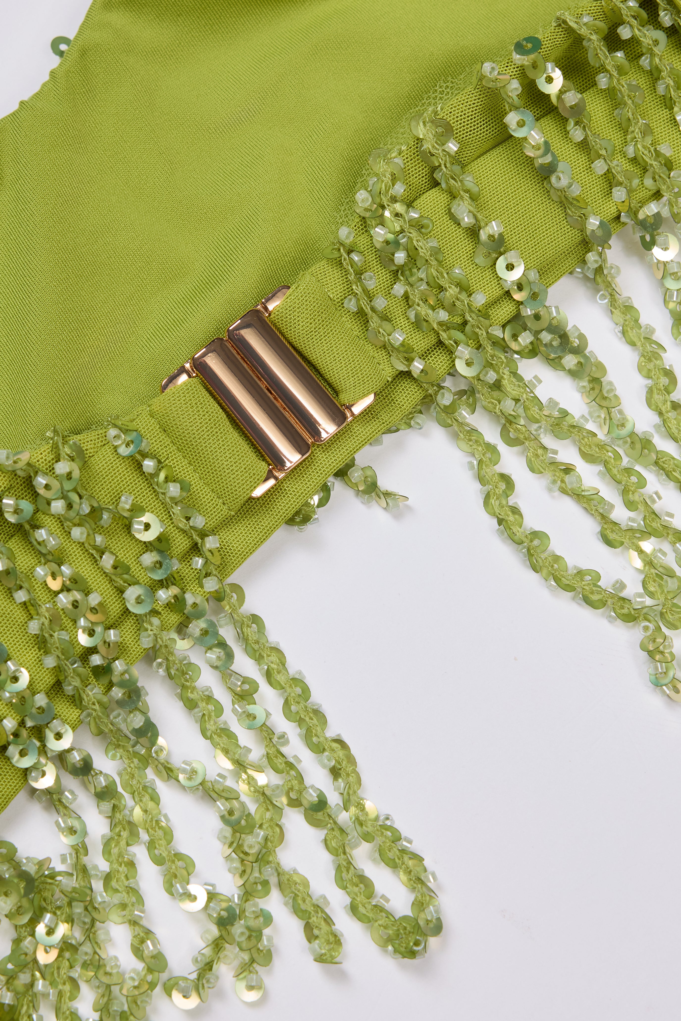Oh Polly Aerin bralette à franges olive sequins