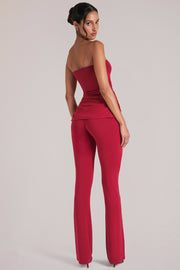 Oh Polly Trousers Pantalon Cherry Red taille mi-haute