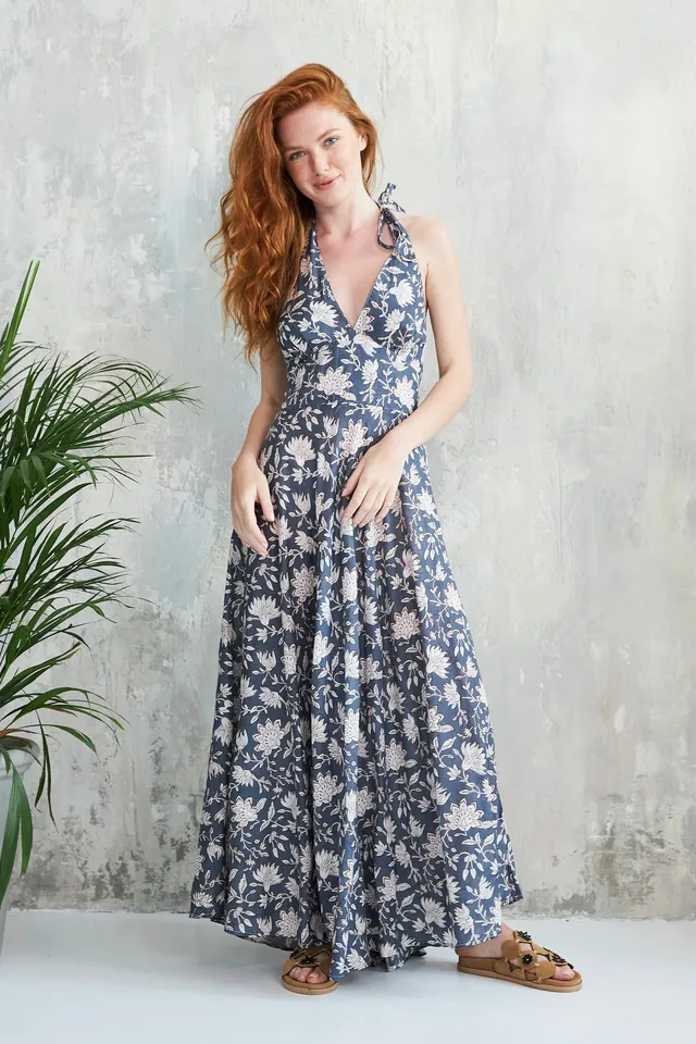 Chicosoleil Maeva robe longue bleu Summer Batik coton