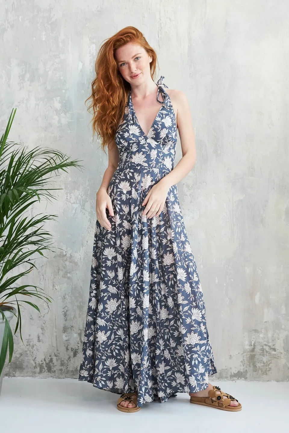 Chicosoleil Maeva robe longue bleu Summer Batik coton