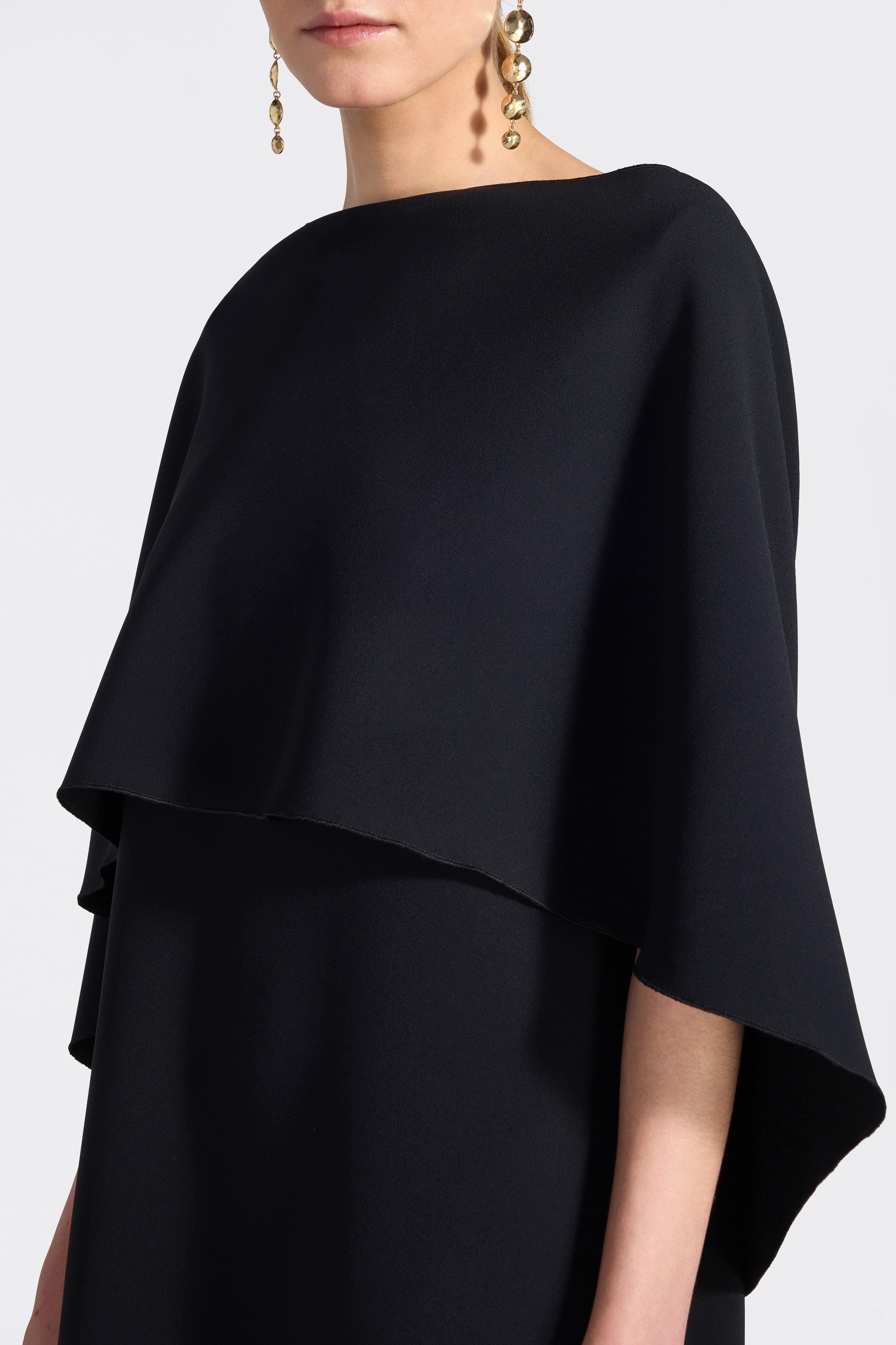 Liviana Conti Melanie robe midi noire 40 cadi drapée