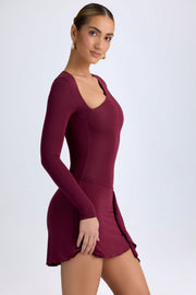 Oh Polly Dona Robe Mini Asymétrique Bordeaux en Modal