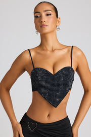 Oh Polly Syrene 8235 crop top noir cœur strass