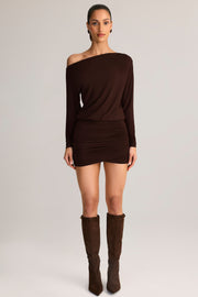 Oh Polly Mira mini-robe modal marron chocolat 80 cm