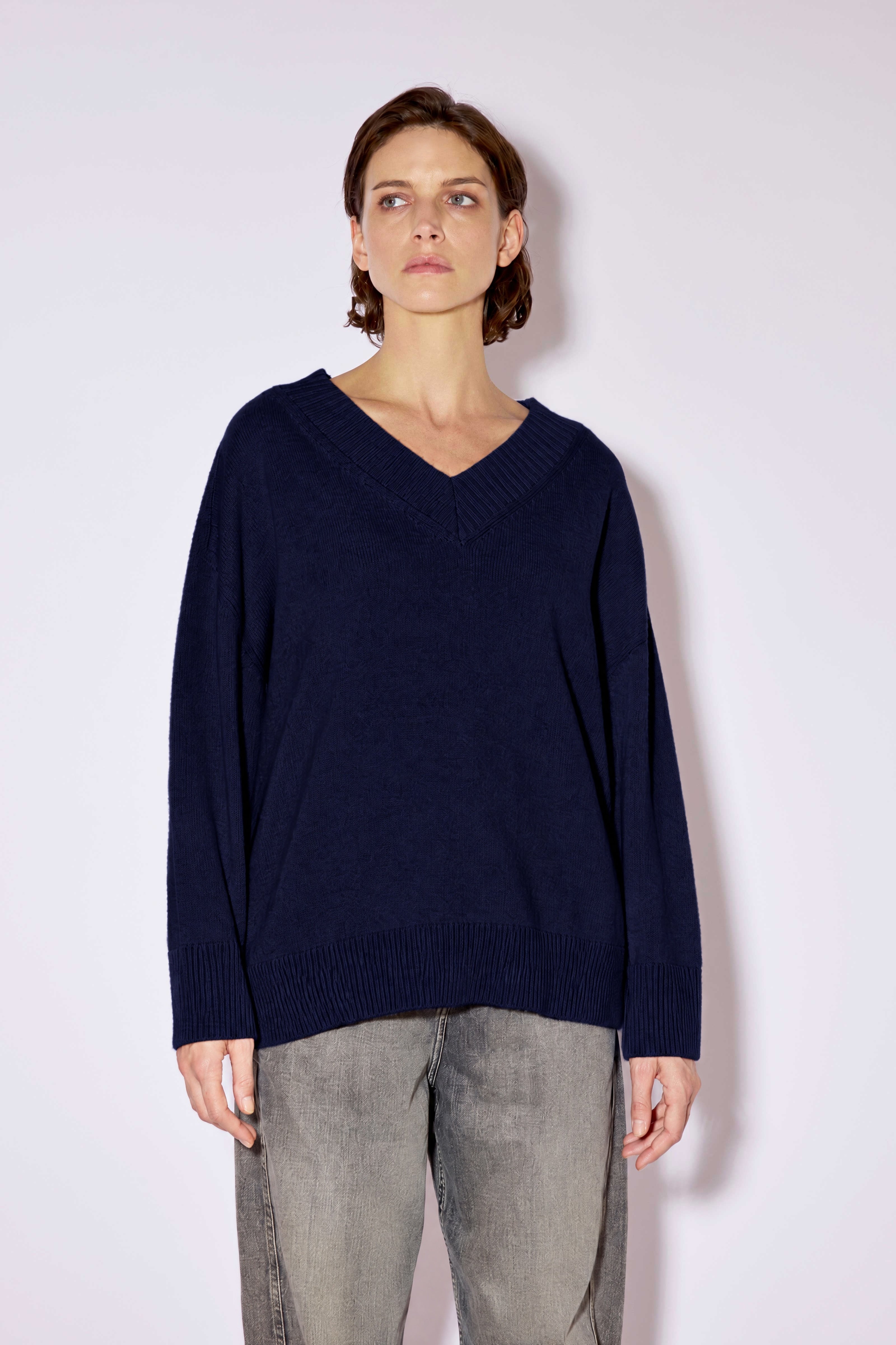Liviana Conti Alison pull col V beige mélange cachemire