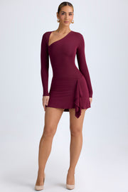 Oh Polly Dona Robe Mini Asymétrique Bordeaux en Modal