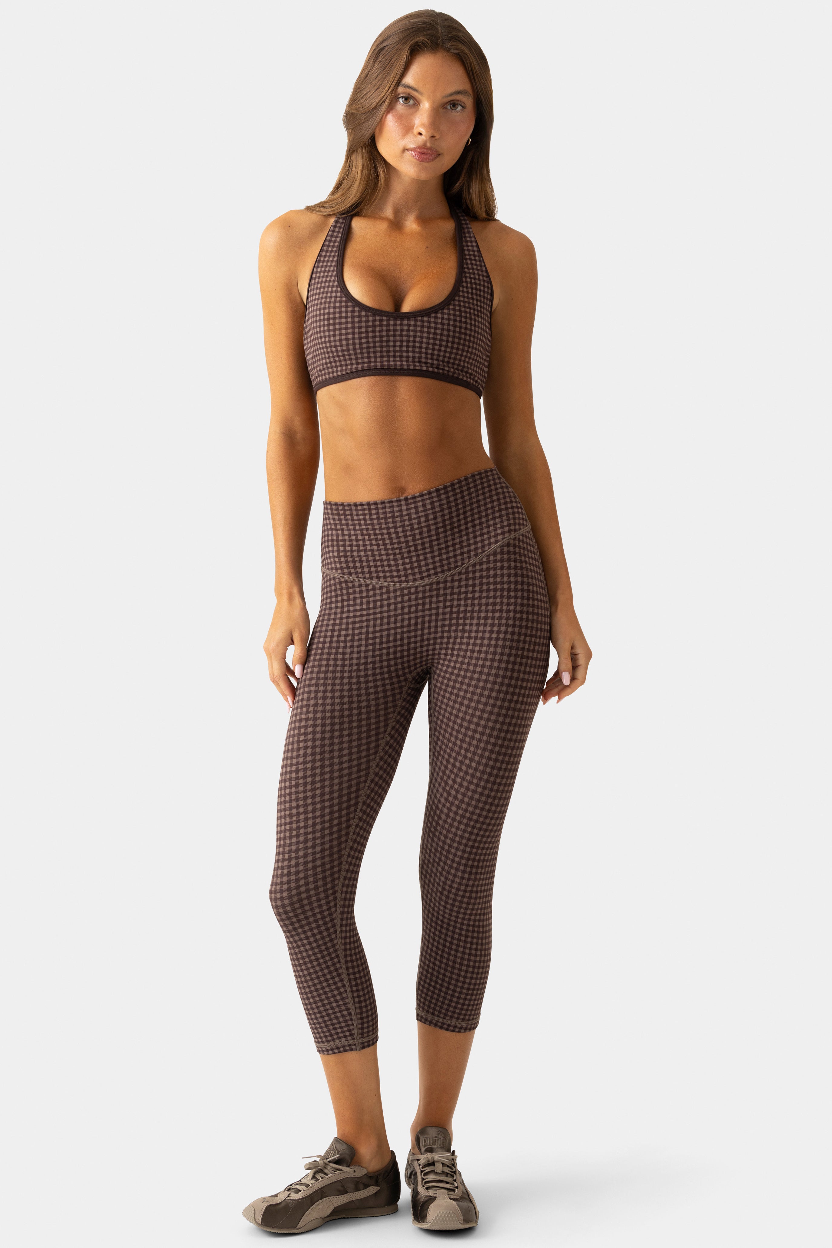 Oh Polly Bo+Tee Legging capri Espresso Gingham taille S