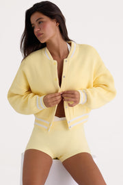 Oh Polly Knitwear cardigan court boutonné jaune pâle 100% coton