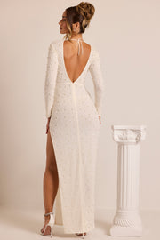 Oh Polly Vienna 6792 Robe longue blanche perlée dos nu