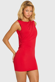 Oh Polly Dresses Zadie Mini Robe Cherry Red Dos Drapé