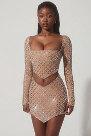 Oh Polly Thora crop top miel strass corset 12453