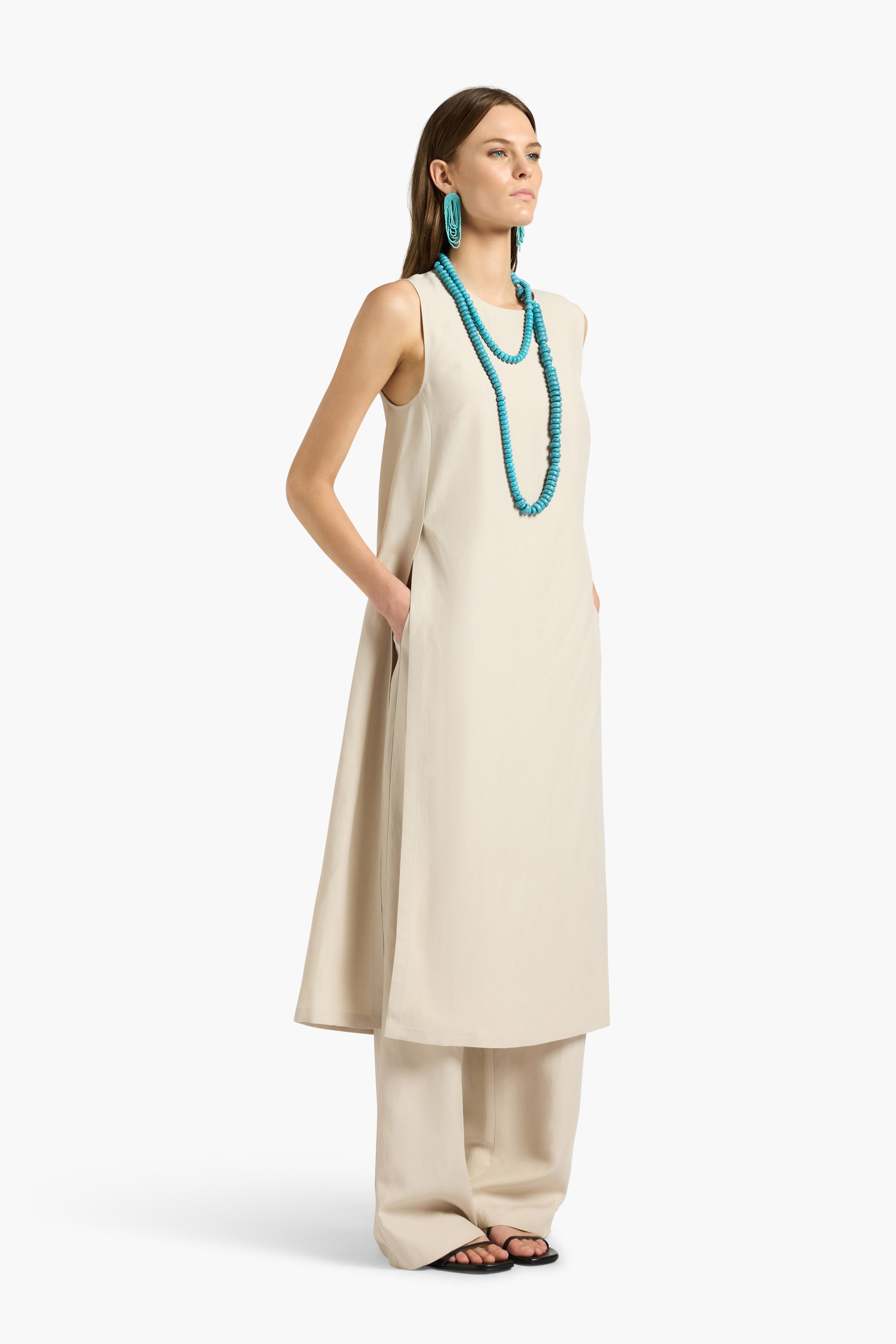 Liviana Conti Kirsten gilet long beige viscose lin