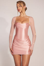Oh Polly Embellished robe mini rose drapée manches